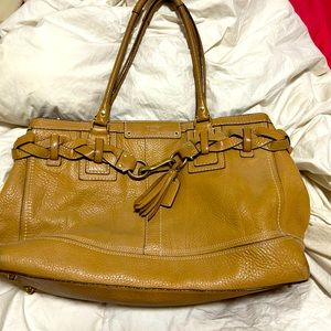 Large Coach TanLeather Carry All Handbag